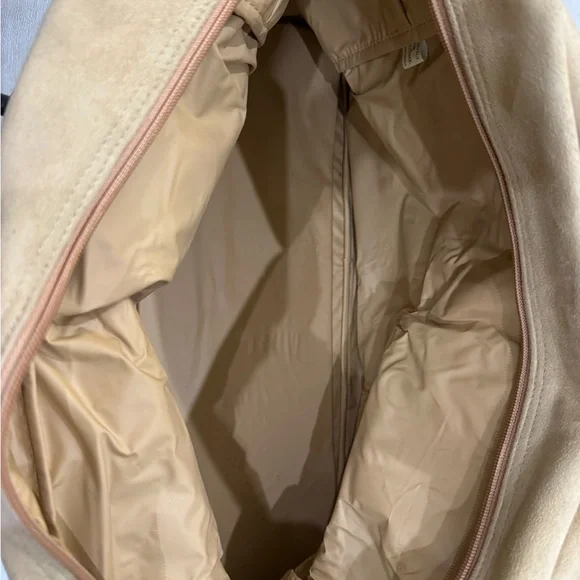 LANCÔME Large Tote/Hobo Bag - Faux Suede Calf Color With Black Bottom/Straps - Picture 9 of 12